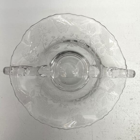 Charmaine Rose Duncan and Miller Glass Double Handled Clear Glass Floral Bowl - Picture 5 of 8